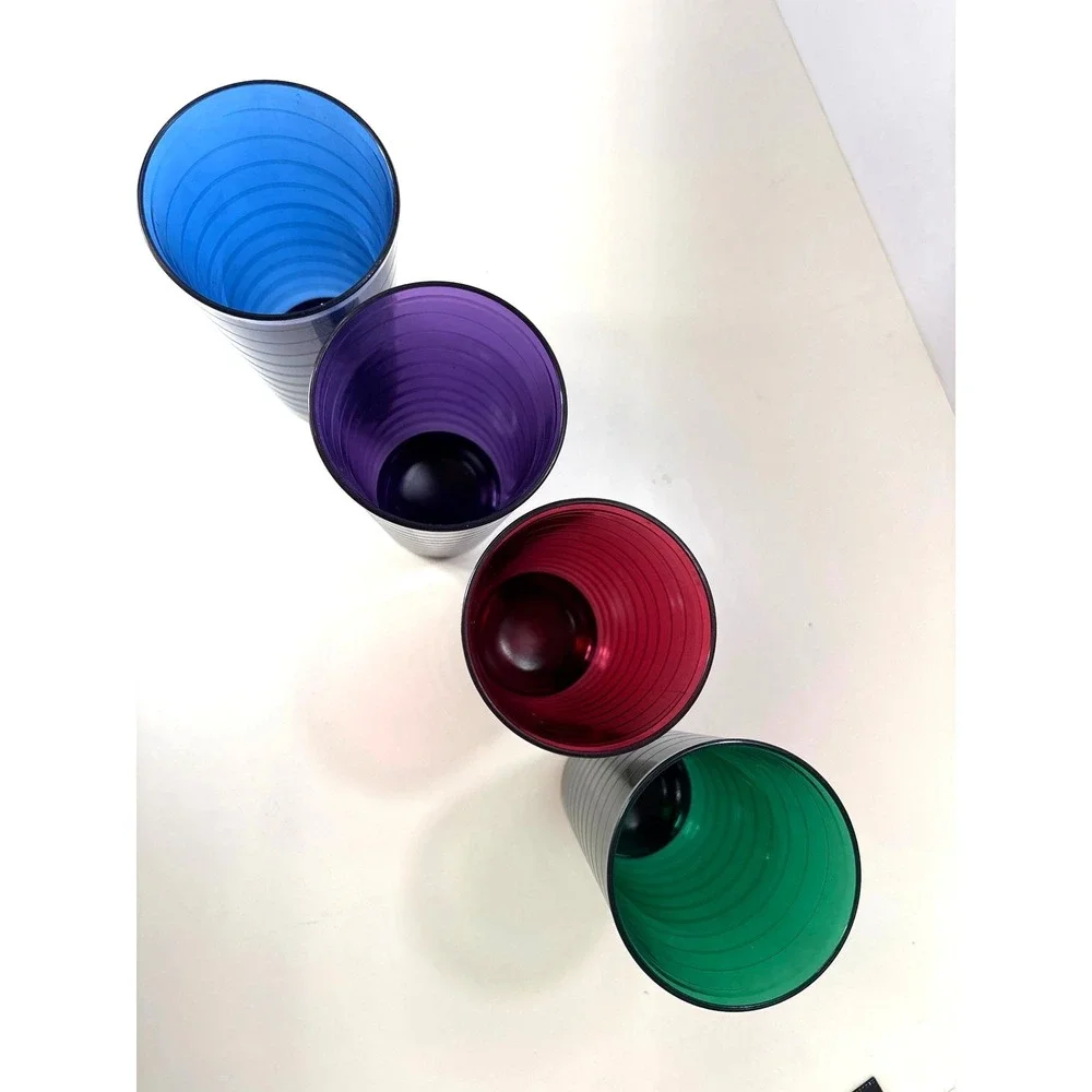 Tupperware Acrylic Spiral Tumblers Jewel Tone 18oz Set of 4 Glasses 4482A